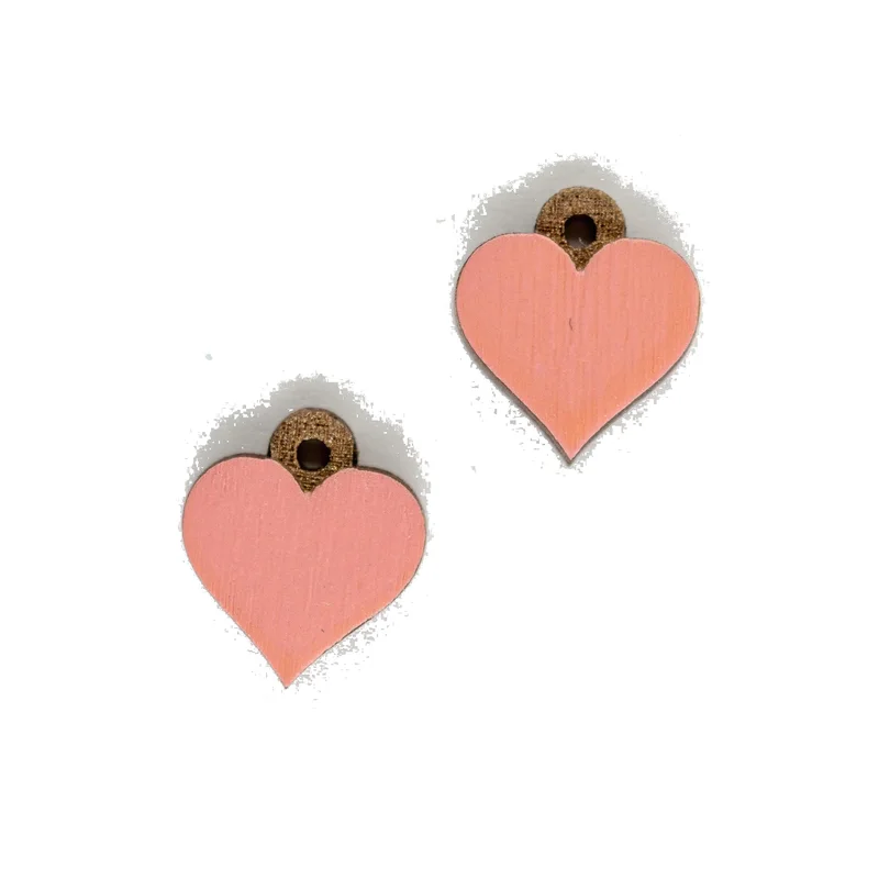 Ručne maľované drevené náušnice Pure Heart