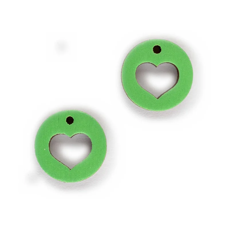 Ručne maľované drevené náušnice Heart Circle