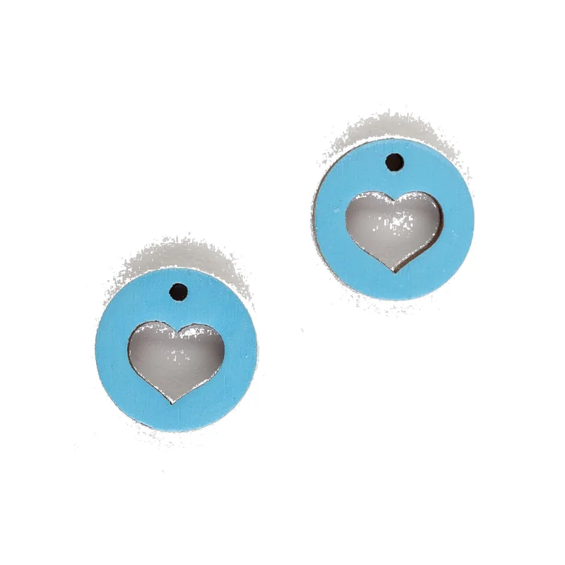 Ručne maľované drevené náušnice Heart Circle