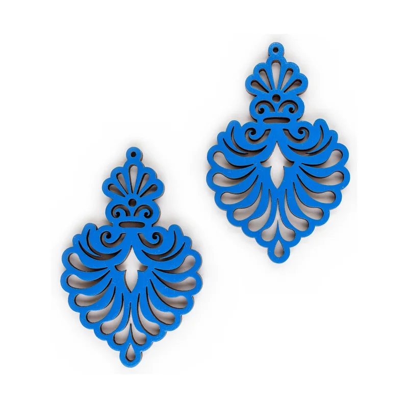 Ručne maľované drevené náušnice Royal Elegance